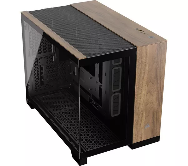 CORSAIR 2500X TG mATX Mid Tower PC Case - Black & Walnut Wood