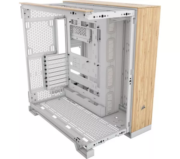 CORSAIR 6500X ATX Mid-Tower Dual-Chamber PC Case - White & Bamboo Wood