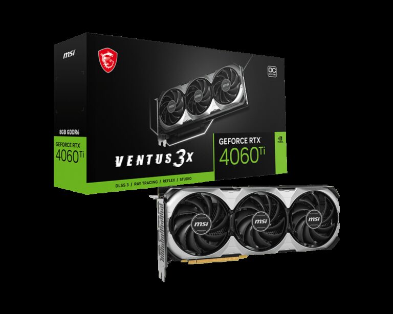 MSI GeForce RTX 4060 Ti VENTUS 3X E OC 8GB GDDR6X PCI-Express Graphics Card